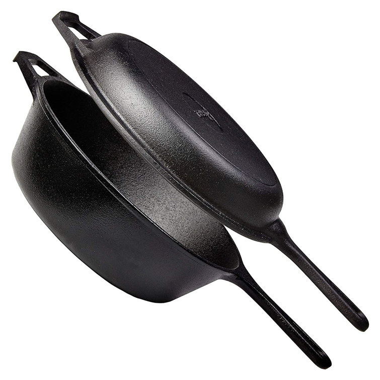 cuisinel 2 Piece Cast Iron Non Stick PreSeasoned 2in1 MultiCooker